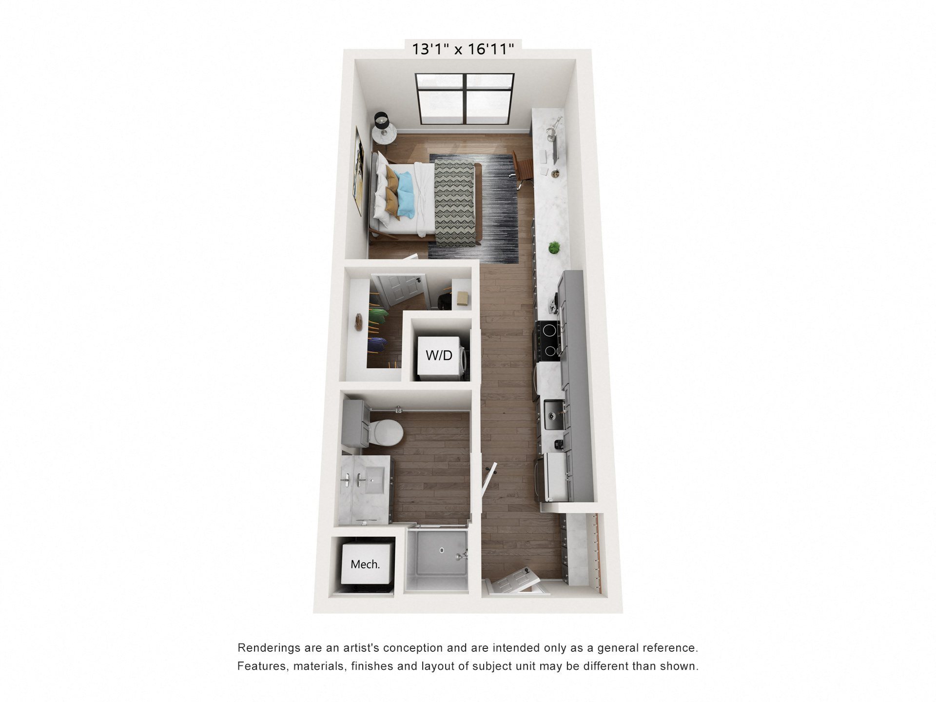 S1 0 Bed 1 Bath floor plan